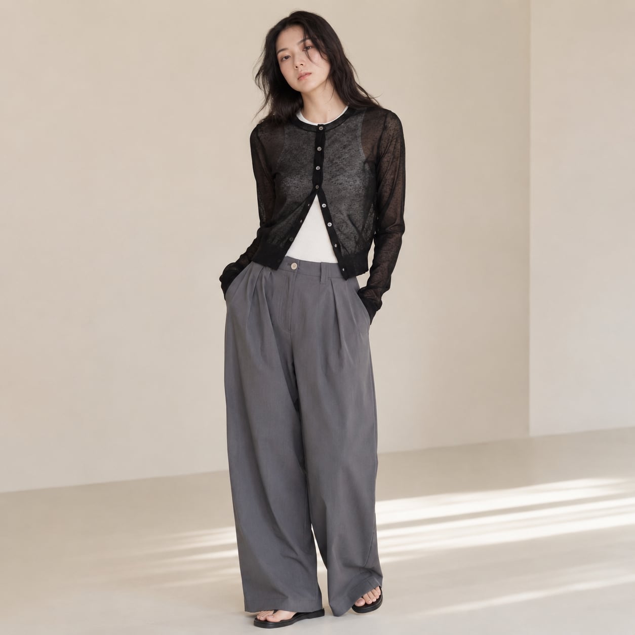 SHEER KNIT CARDIGAN
