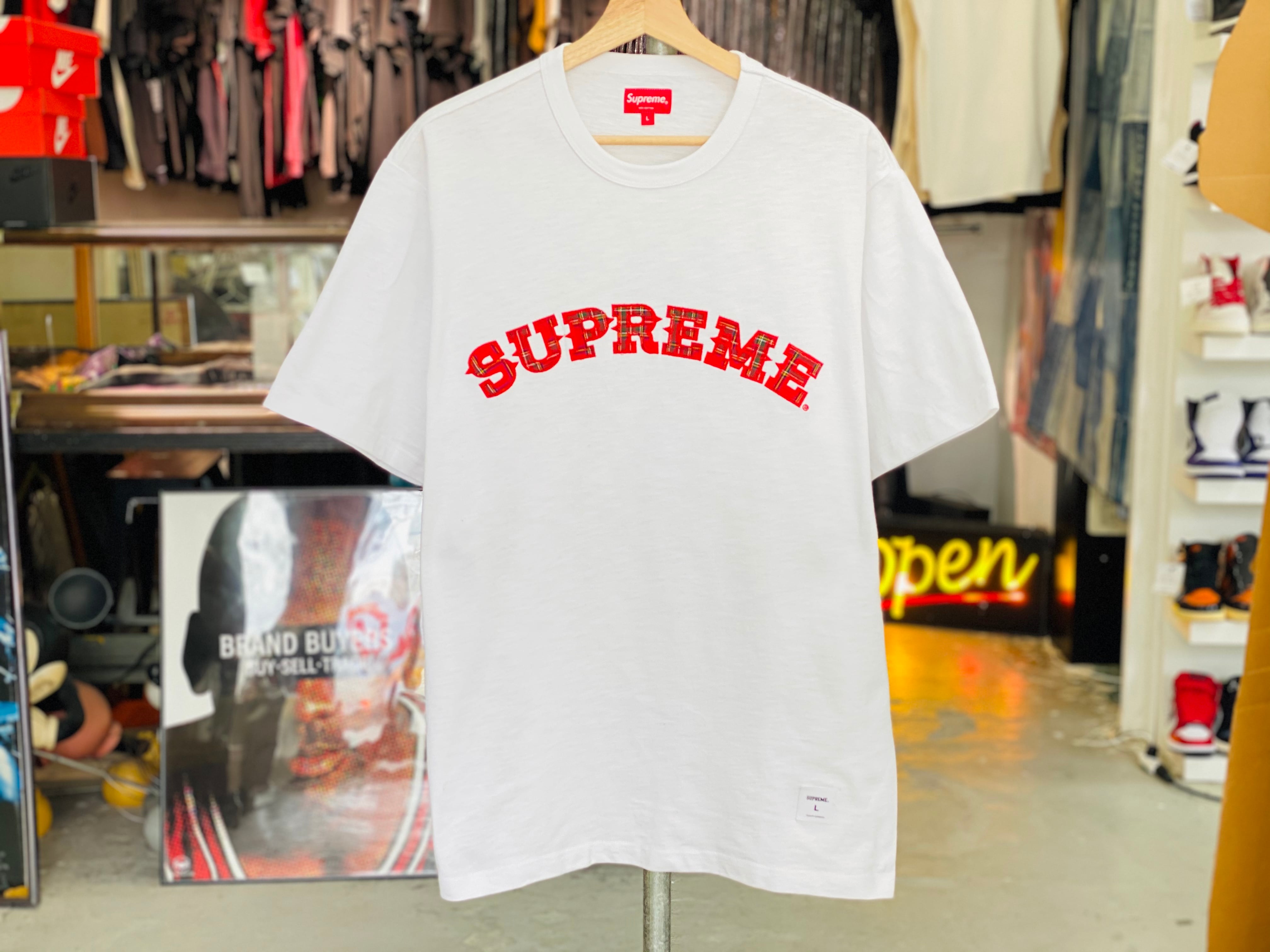 Supreme 20AW PLAID APPLIQUE S/S TOP WHITE L 45JI9134 | BRAND ...