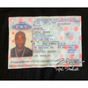 2pac passport print T-shirt Black