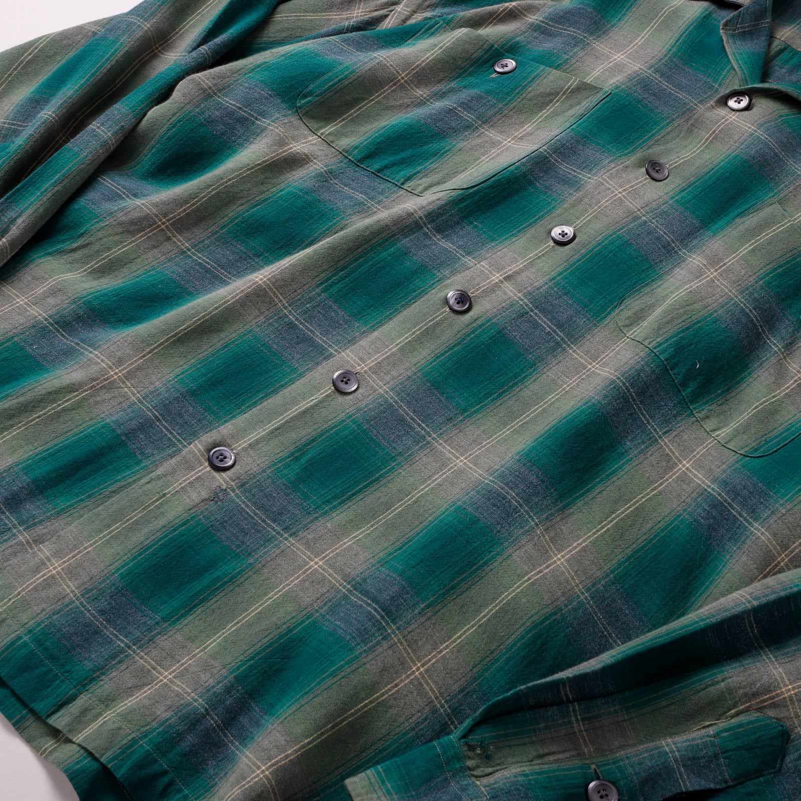 極美品】60s special Vintage rayon ombre check shirt green special