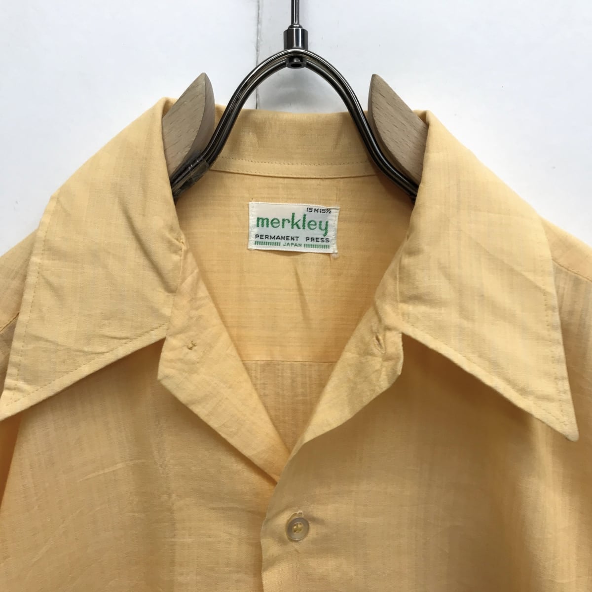 PERMANENT PRESS JAPAN 70年代 オープンカラーシャツ 襟芯入り