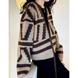 geometric pattern knit cardigan N30375