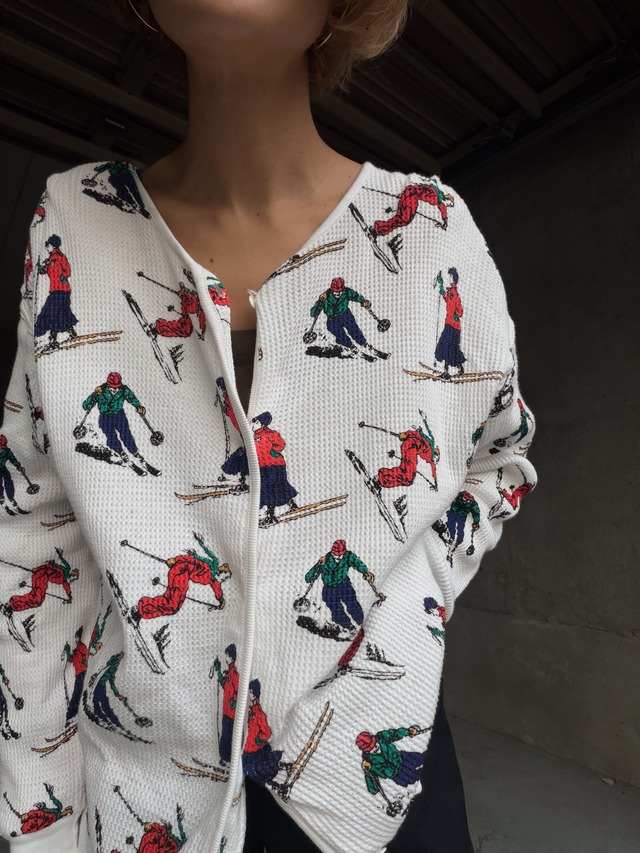 （CS2174）All over ski pattern thermal cardigan