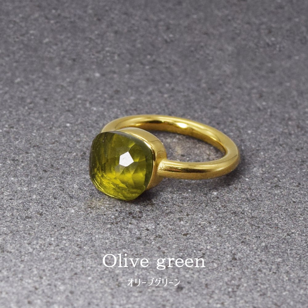 K18 カラーストーンデザインリング グリーン 11号 5.6g 18K 指輪 緑石