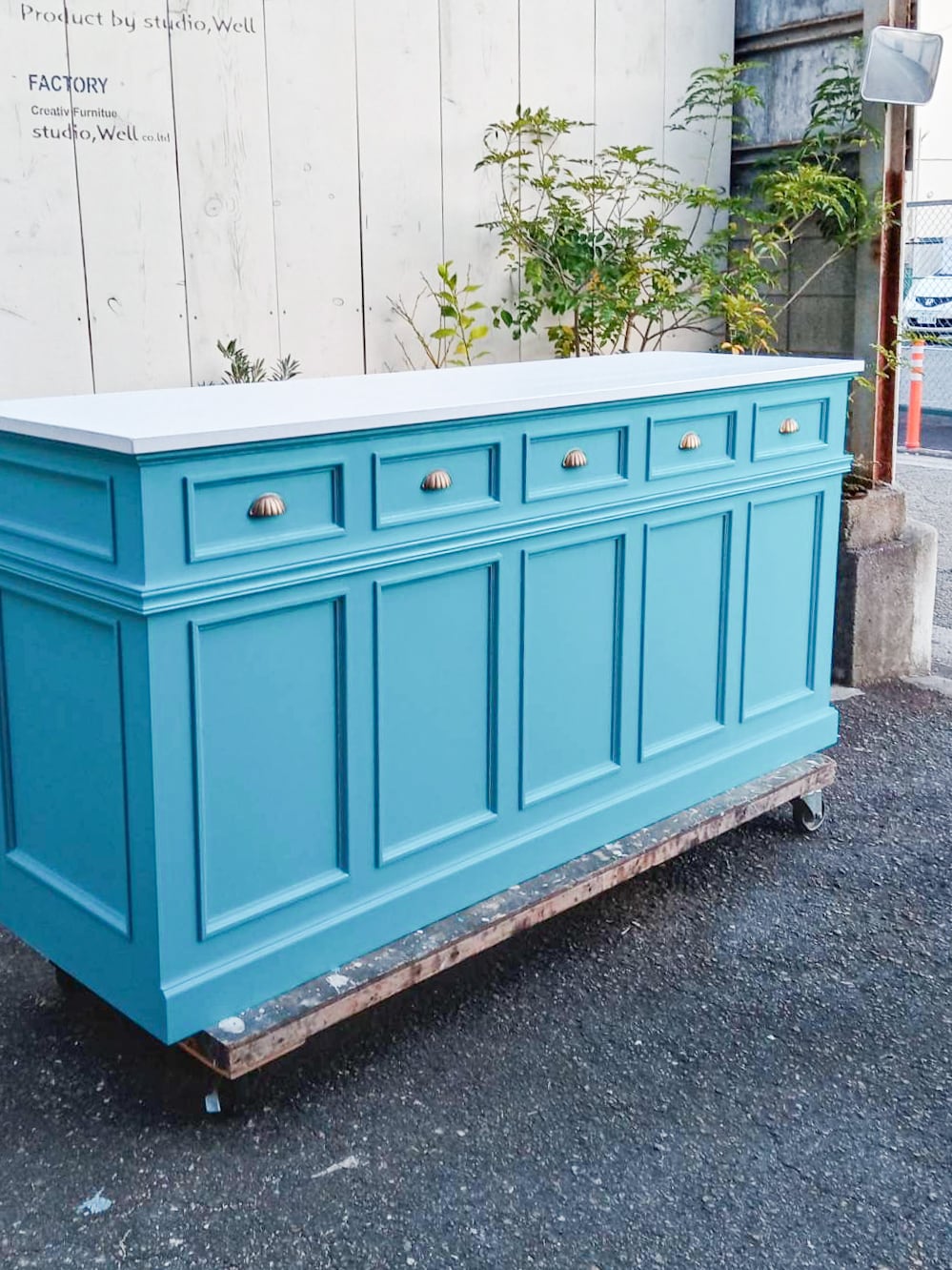 ケーキ屋さん向けショーケースカウンター59 （ブルー・オーダーメイド