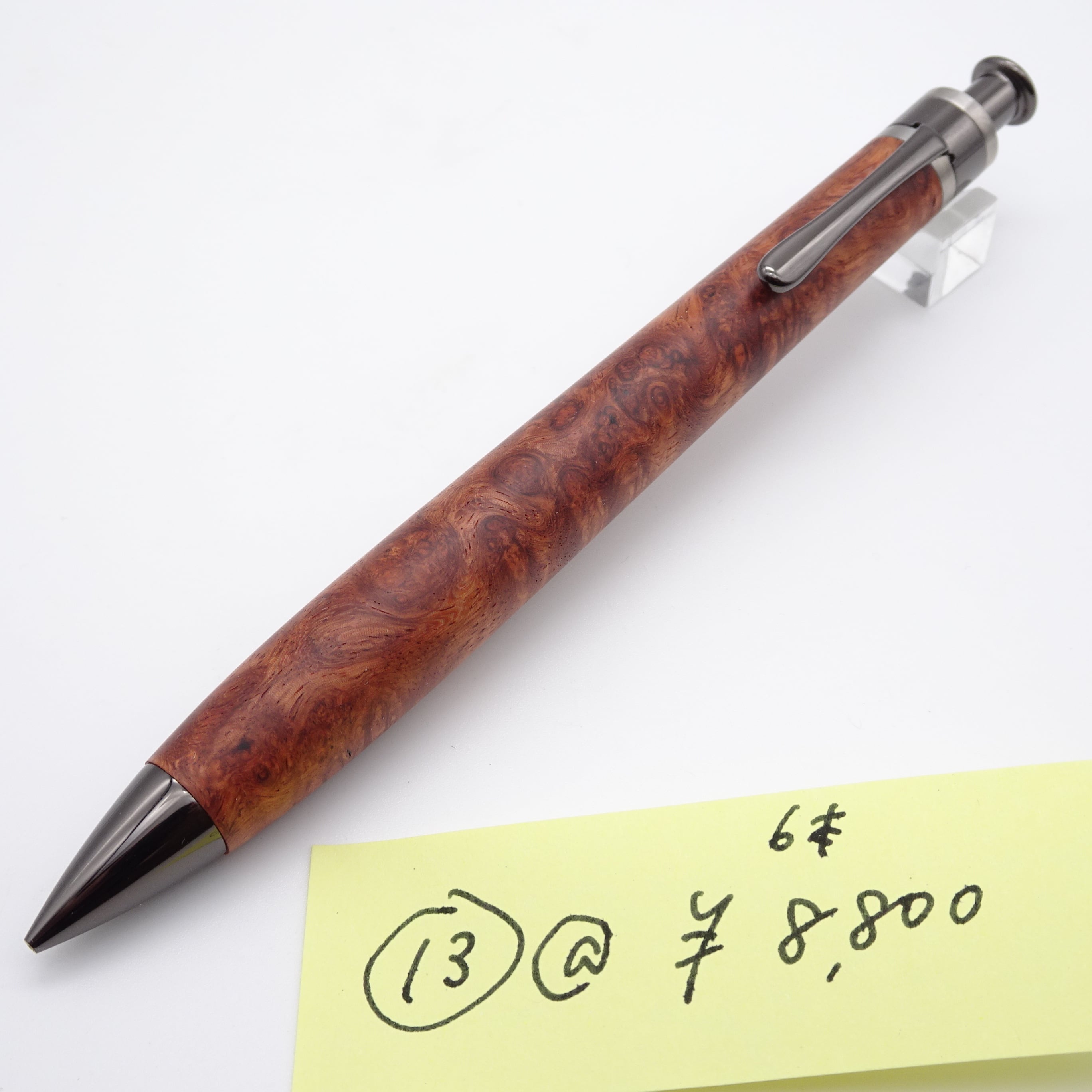 工房楔花梨瘤ボールペン ガンメタ金具 0.5mmペンシル楔 花梨こぶ杢 13※ガンメタ金具 | 工房 楔（せつ）
