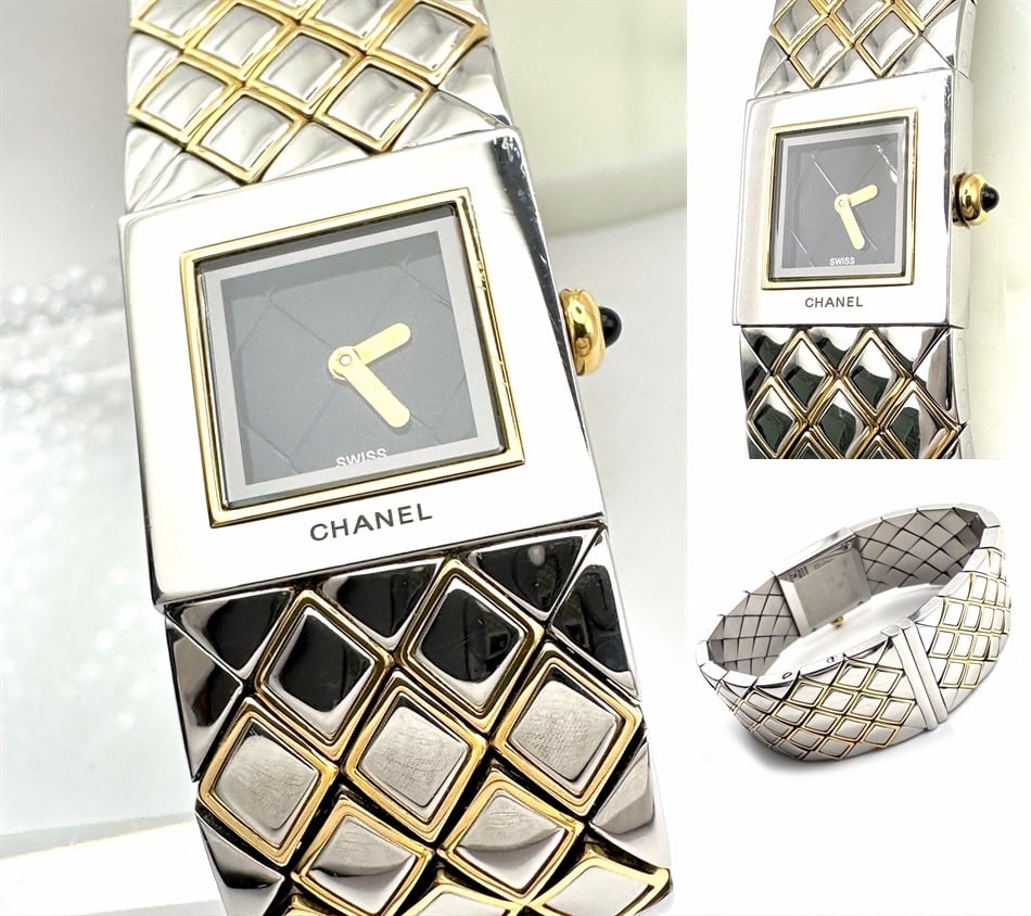 CHANEL シャネル マトラッセ コンビ ウォッチ SS YG ゴールド ブラック