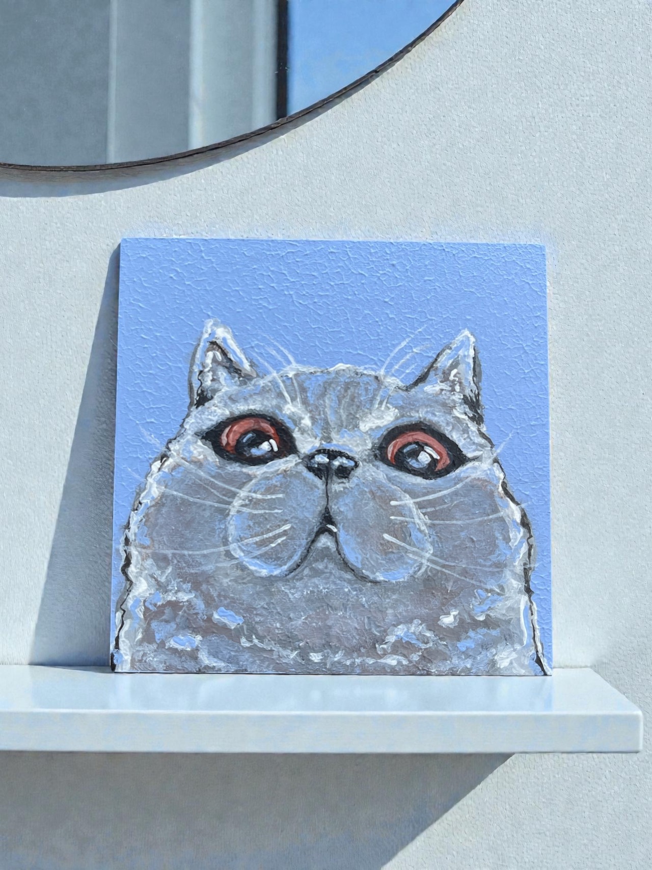 原画 "ミャオ 03 - Meow 03" MINI WOOD PANEL 10㎝×10㎝
