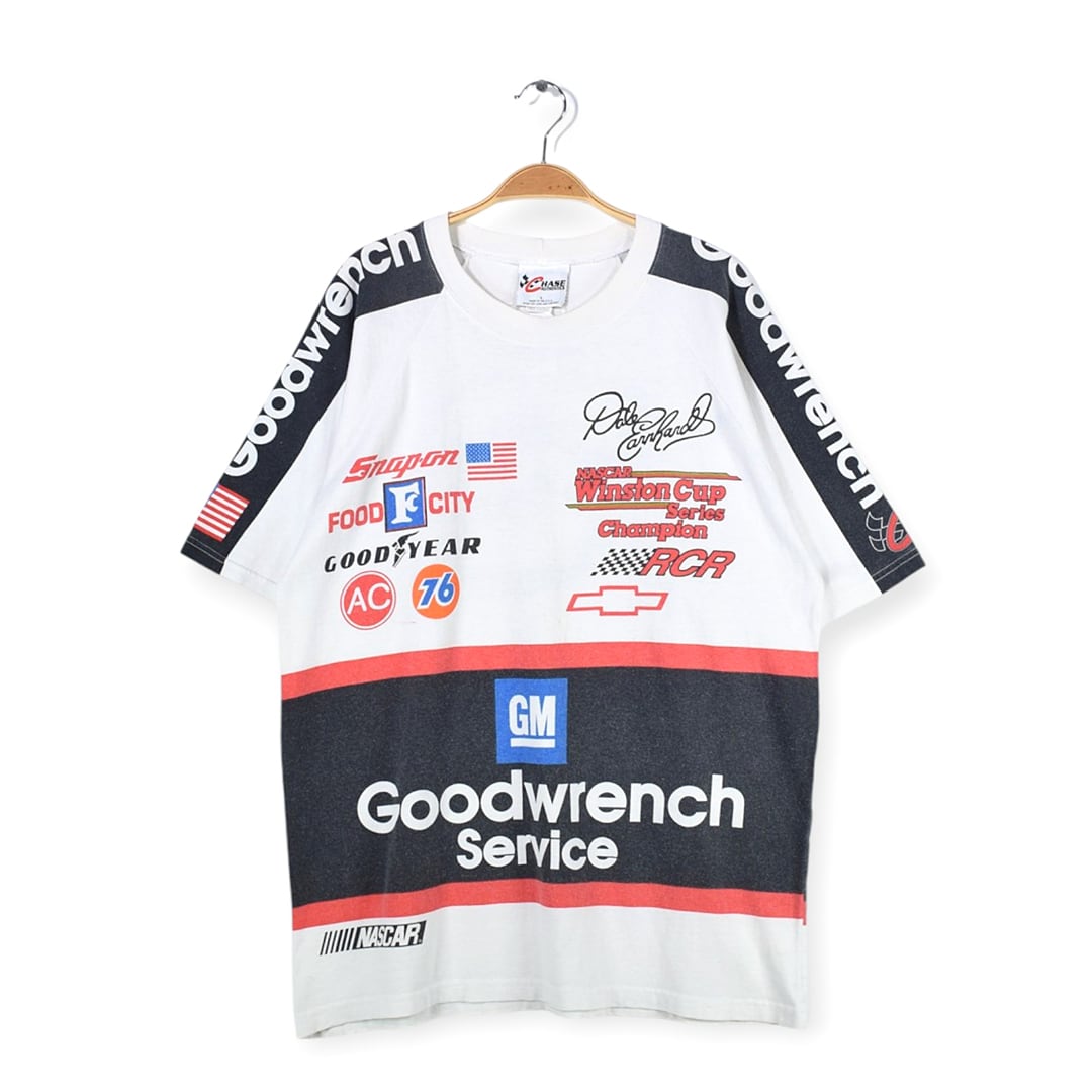 90s ナスカー レーシング USA製 ヴィンテージTシャツ 総柄 スナッポン Dale Earnhardt メンズXL相当 古着 @BZ0393