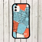 受注生産 iPhoneケース 水色と赤の地図コラージュ｜地図コラージュ UMAP019B