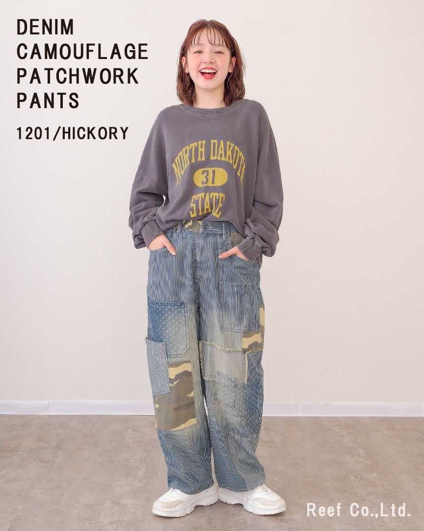 デニム×迷彩柄 パッチワークパンツ】 ST-225946 Brand：ミリロピュール