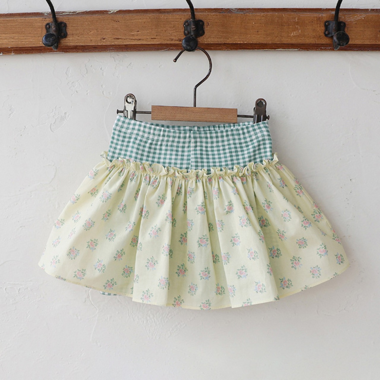 夏花柄レギンス付きスカート