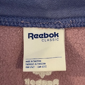 【Reebok】ハーフジップ スウェット マルチカラー レトロ パステルカラー XS ロゴ 切替 リーボック US古着