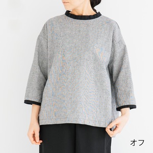 プリット prit 16/1リネンコットンハウンドトゥース7分袖クレリックPO(P81212)全2色【レターパックプラス可】