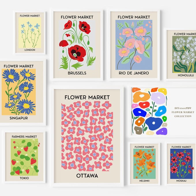 フラワーマーケット ポスター 43種類 │韓国 アートポスター | DIY