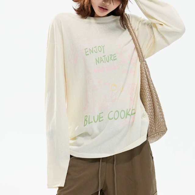 hand-drawn graphic long tee　ハンドドローインググラフィックロングティー　J2103