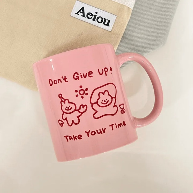 Don’t give up mug / ドントギブアップ マグカップ ラビット ピンク コップ うさぎ 韓国雑貨