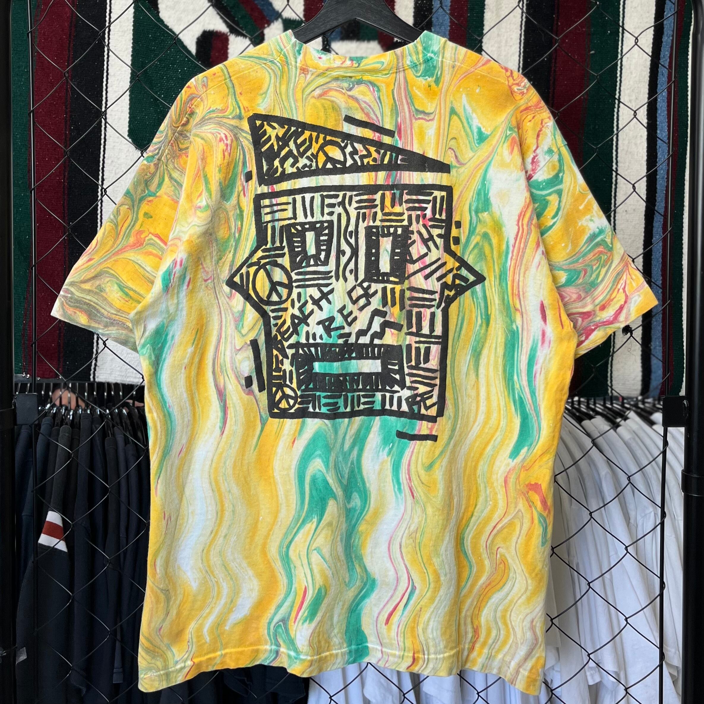 vintage USA製　落書き　design リンガー　Tシャツ 半袖