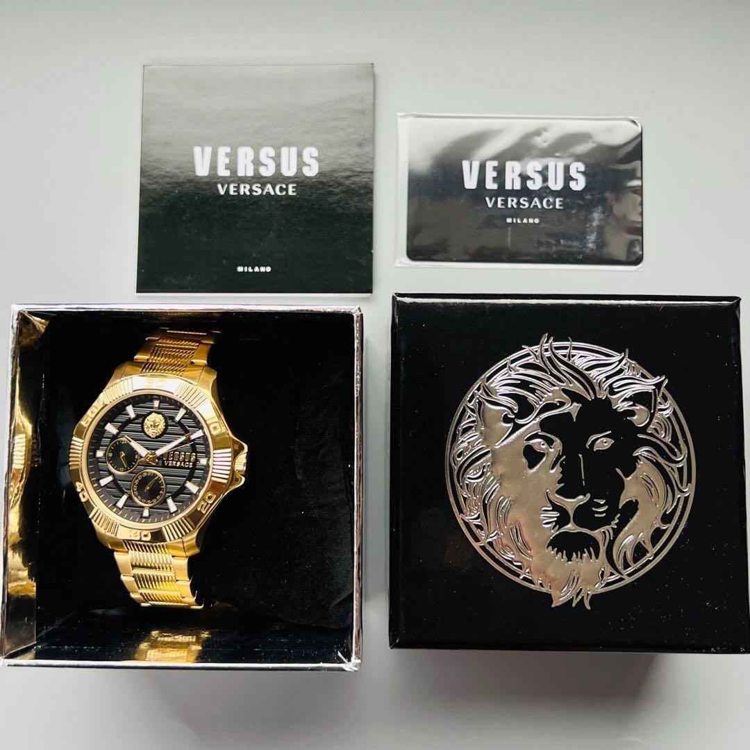 《ヴェルサーチ》VERSACE クロノグラフ メンズ腕時計 黒