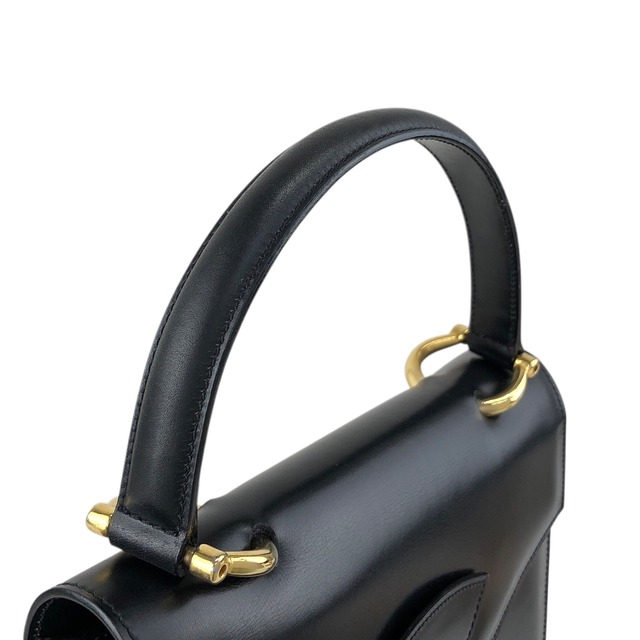 CELINE セリーヌ ハンドバッグ ブラック ホースビット レザー トップハンドル vintage ヴィンテージ オールド b2e5yr