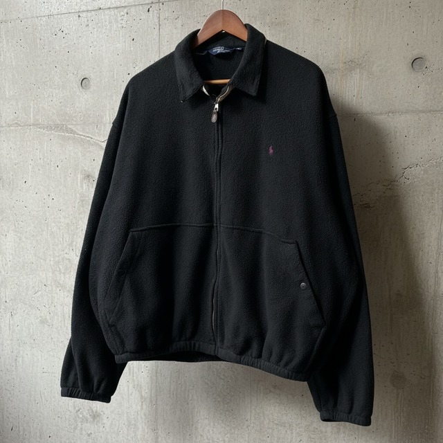 80's USA製 Polo by Ralph Lauren フリーススウィングトップ XL ブラック
