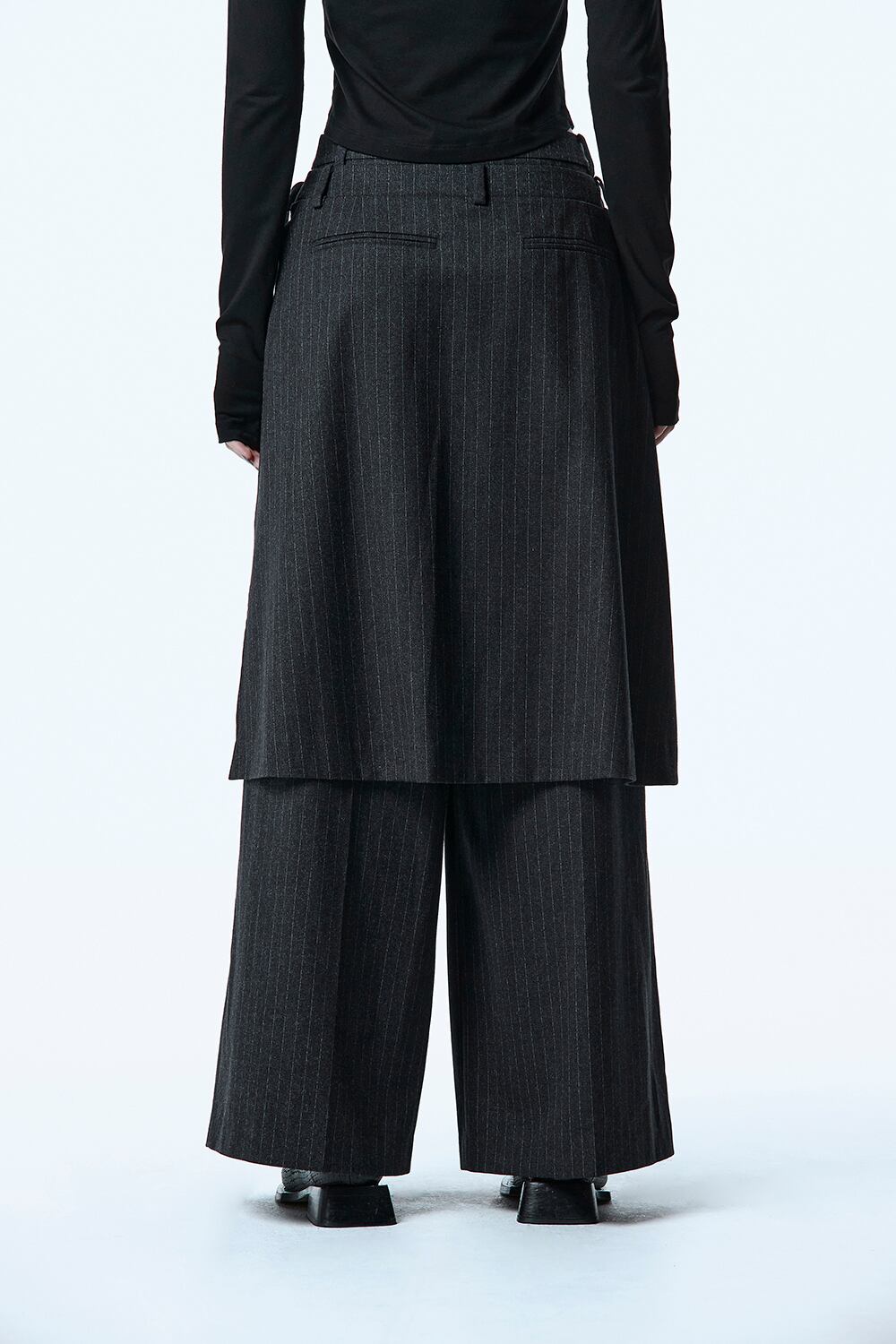 TREEMINGBIRD] Overlap Set-up Pants [ Charcoal ] 正規品 韓国