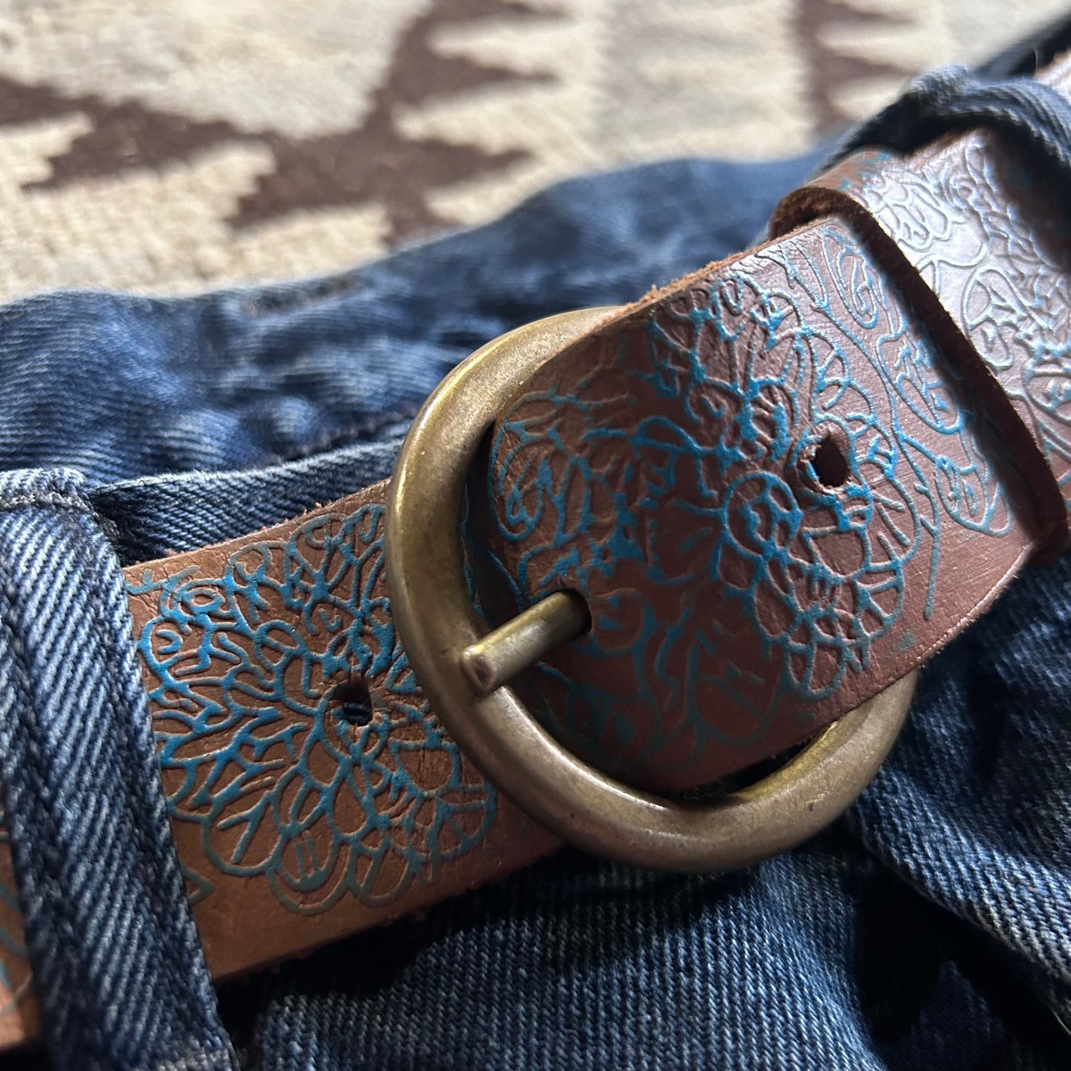 Men's Leather Belt メンズ レザーベルト ヒッピー paint ペイント 505137 kapre