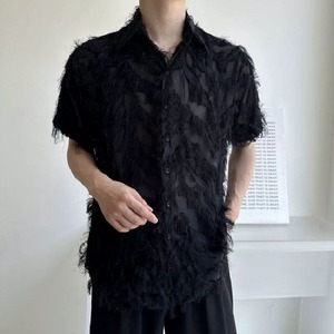 【Men】FRINGE SHIRT TRENDY TRANSPARENT TOP S-1251