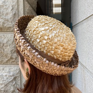 VINTAGE maron straw hat