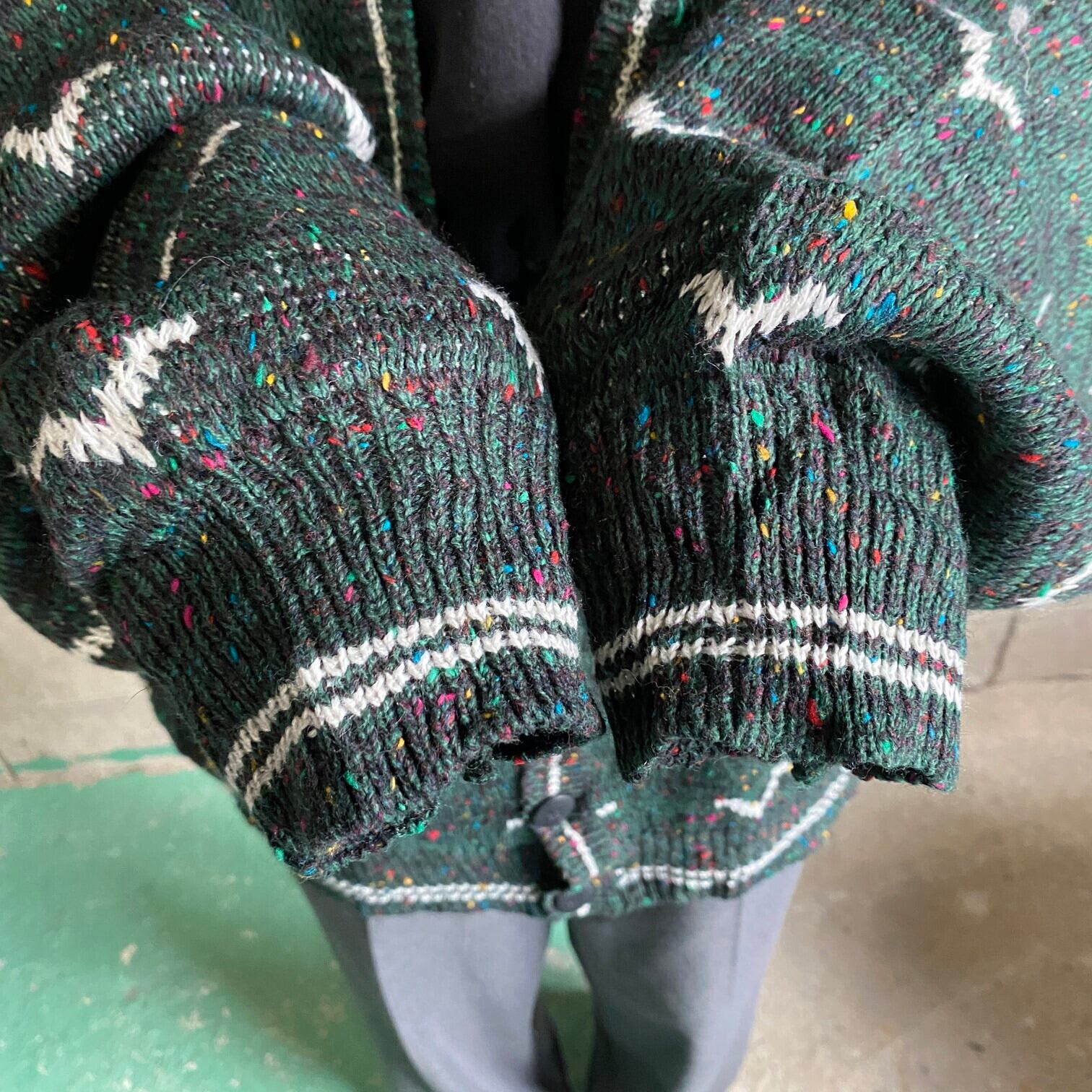 Carion Pine Scot ヴィンテージ 総柄 アクリルニットカーディガン