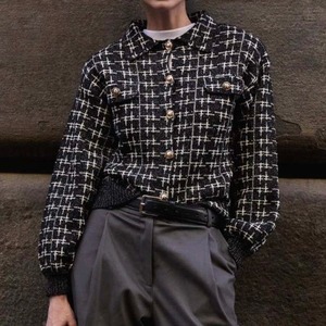 SILVIAN HEACH モノトーンラメ入りチェックニットジャケットITALY; GPA25289¥39,000＋tax