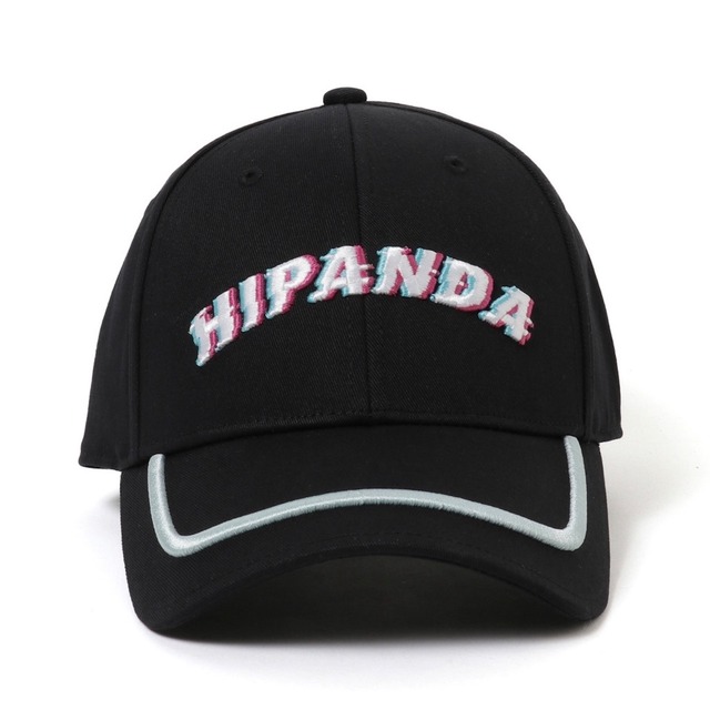 【HIPANDA ハイパンダ】男女兼用 ロゴ キャップ 帽子 UNISEX  LETTERS CAP / BLACK × WHITE・BLACK × RED・BLACK × BLUE