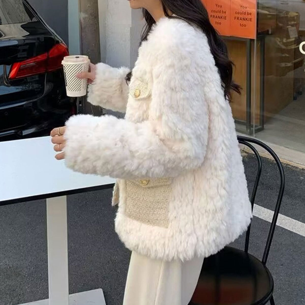 ボアジャケット 中綿 アウター レディース 秋冬 韓国 ファー ジャケット きれいめ 防寒 保温 大人 カジュアル おしゃれ ふわふわ ノーカラー 上品 軽量 暖かい 大人可愛い 大人女子