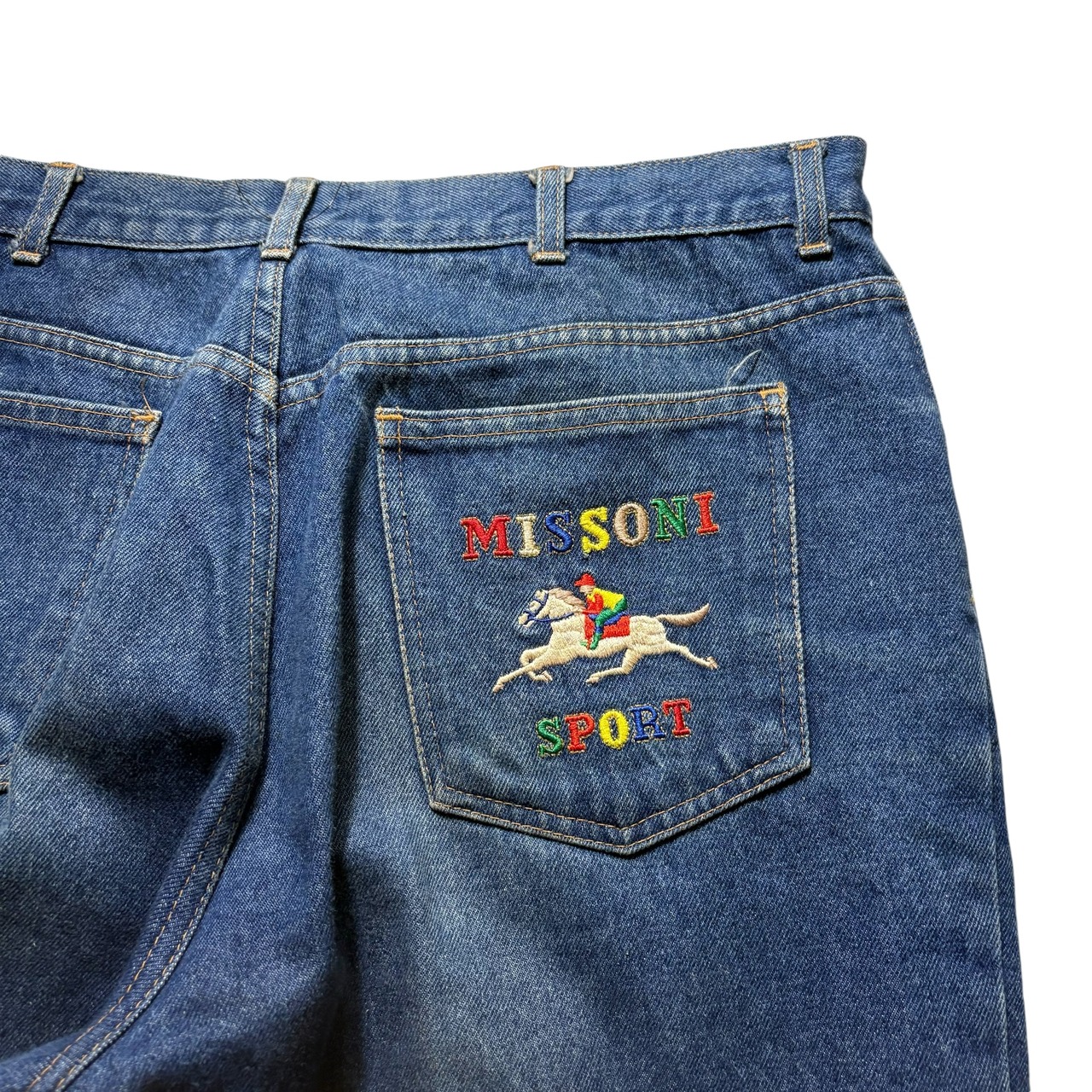 vintage MISSONI logo embroidery wide baggy denim pants