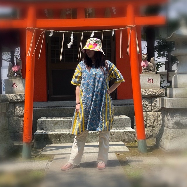 SUZANI(スザニ・手刺繡)リバーシブルバケットハットB １点もの