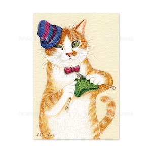 34.編み物をするねこ ポストカード / The Cat Is a Proficient Knitter Postcard