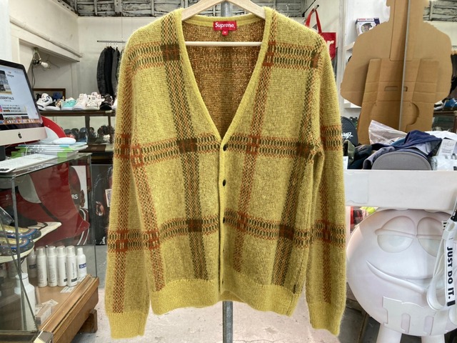 Supreme PLAID MOHAIR CARDIGAN MEDIUM MUSTARD 50JL1471