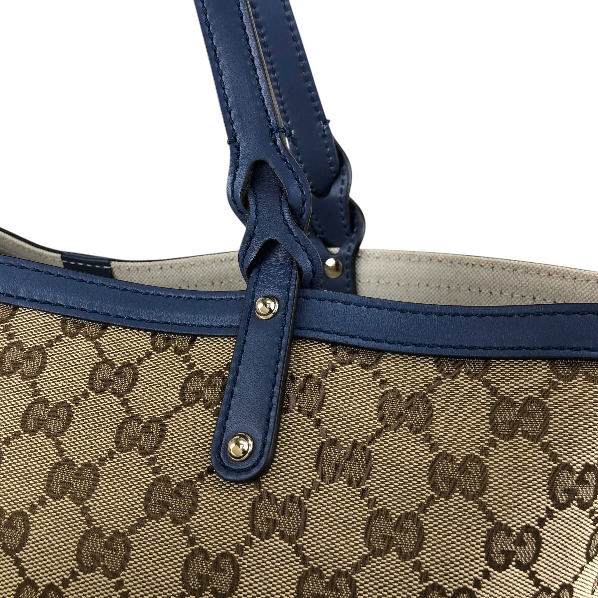 GUCCI グッチ GGスプリーム トートバッグ ベージュ ブルー キャンバス