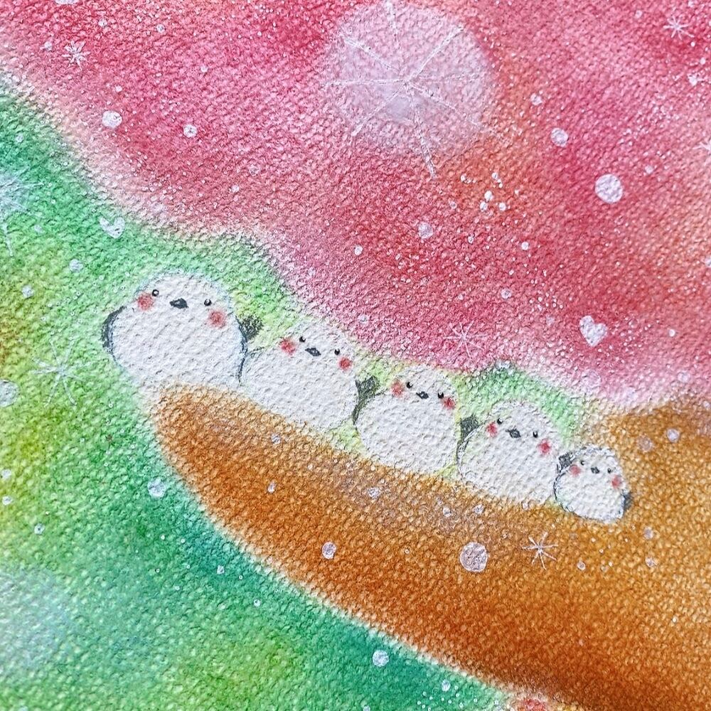 シマエナガと優しい木＊＊＊ホスピタルアート かわいい絵 桜の木
