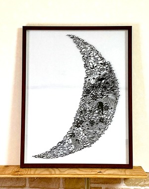  藤優里『Moon』切り絵作品 44 x 56  cm