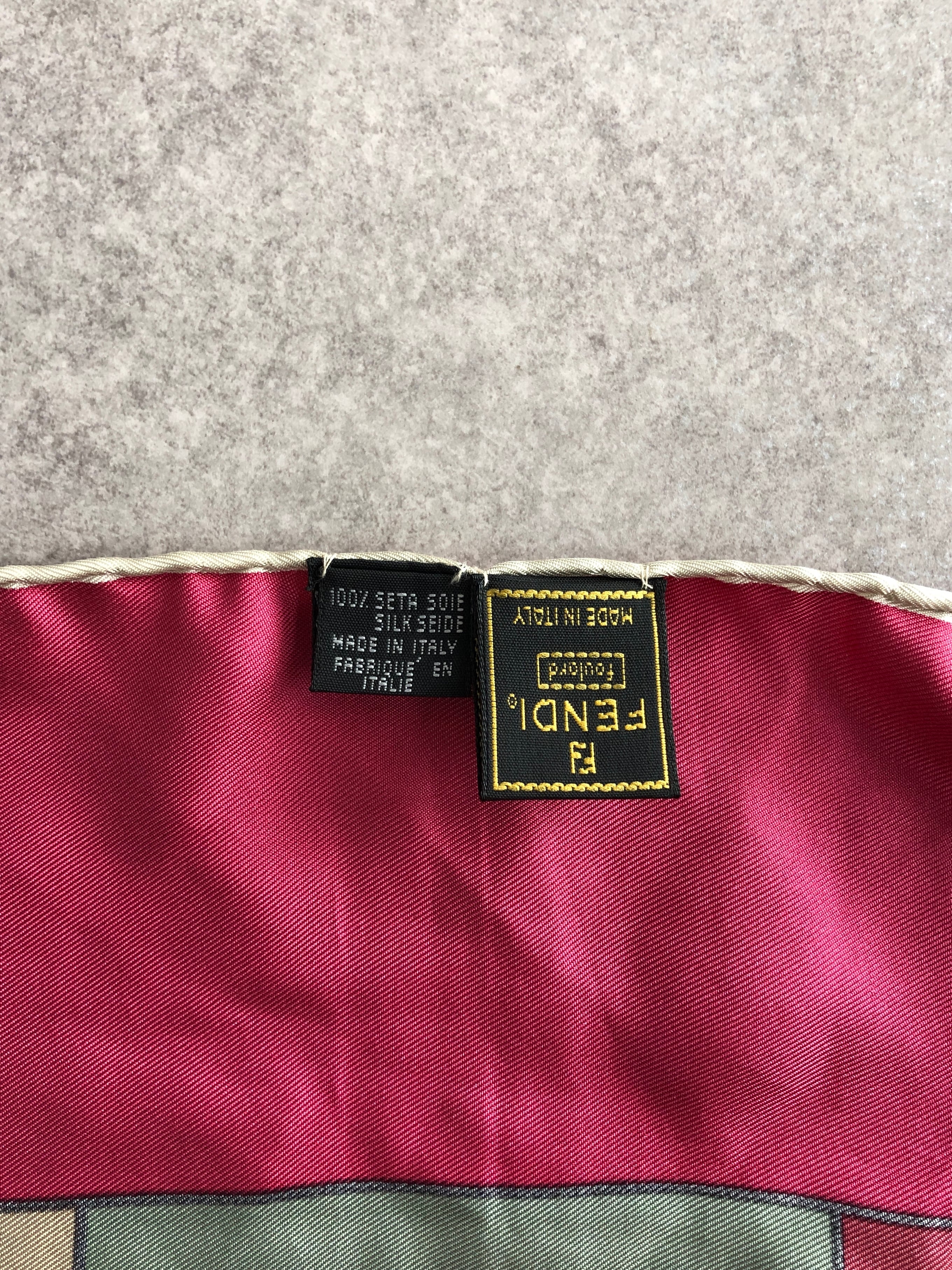 FENDI フェンディ スカーフ ピンク 手袋モチーフ シルク vintage