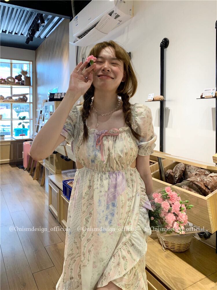 ドレス サマープリーツカラーレースホルターショートスカート 夏物 スクウェア ビッグFスモールZ韓国96461352652