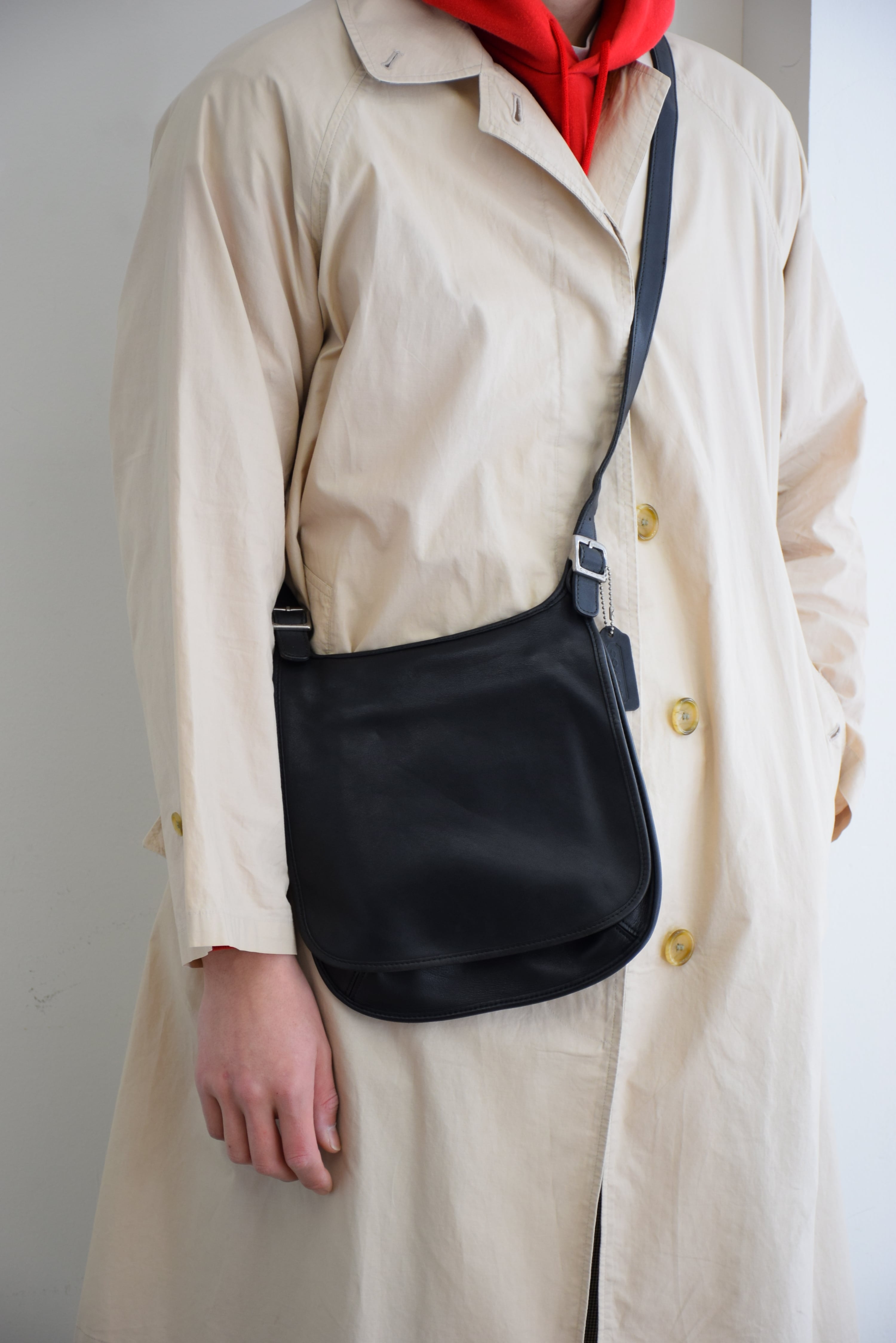 90's USA製 OLD COACH レザーバッグ ブラック コーチ 古着