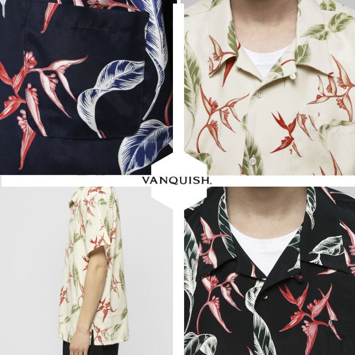 VANQUISH ヴァンキッシュ レーヨンリーフオープンカラーシャツ アロハシャツ 半袖 サマー 夏 50％OFF】VANQUISH ヴァンキッシュ レーヨンリーフオープンカラー