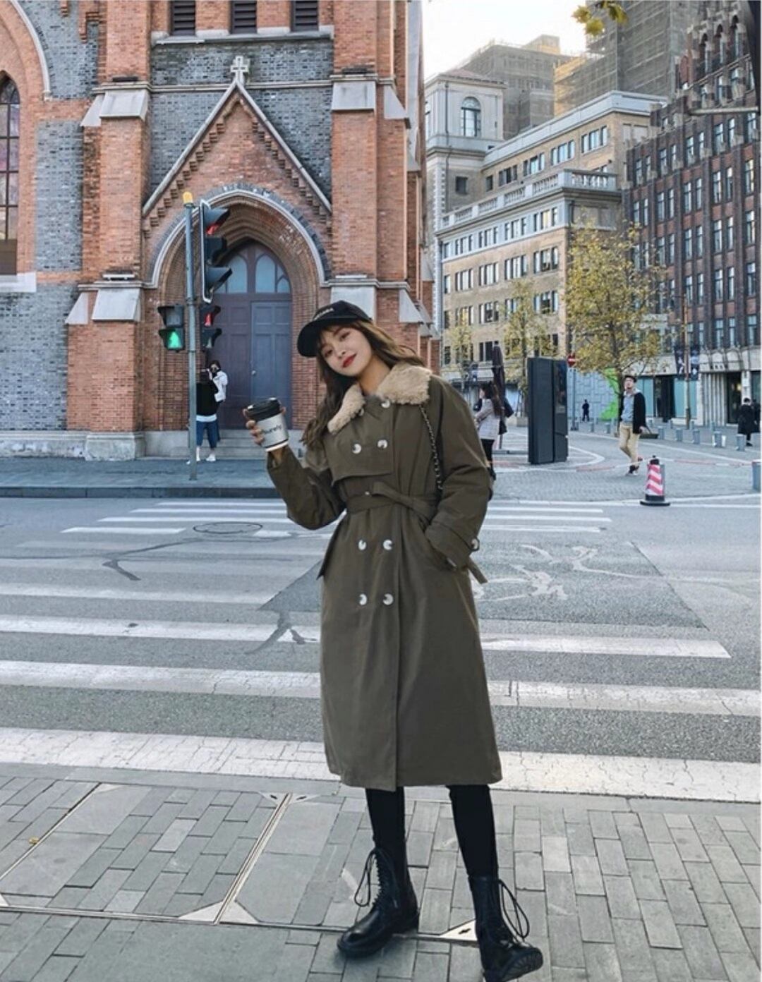 ファー付き　トレンチコート　AJ42441-960