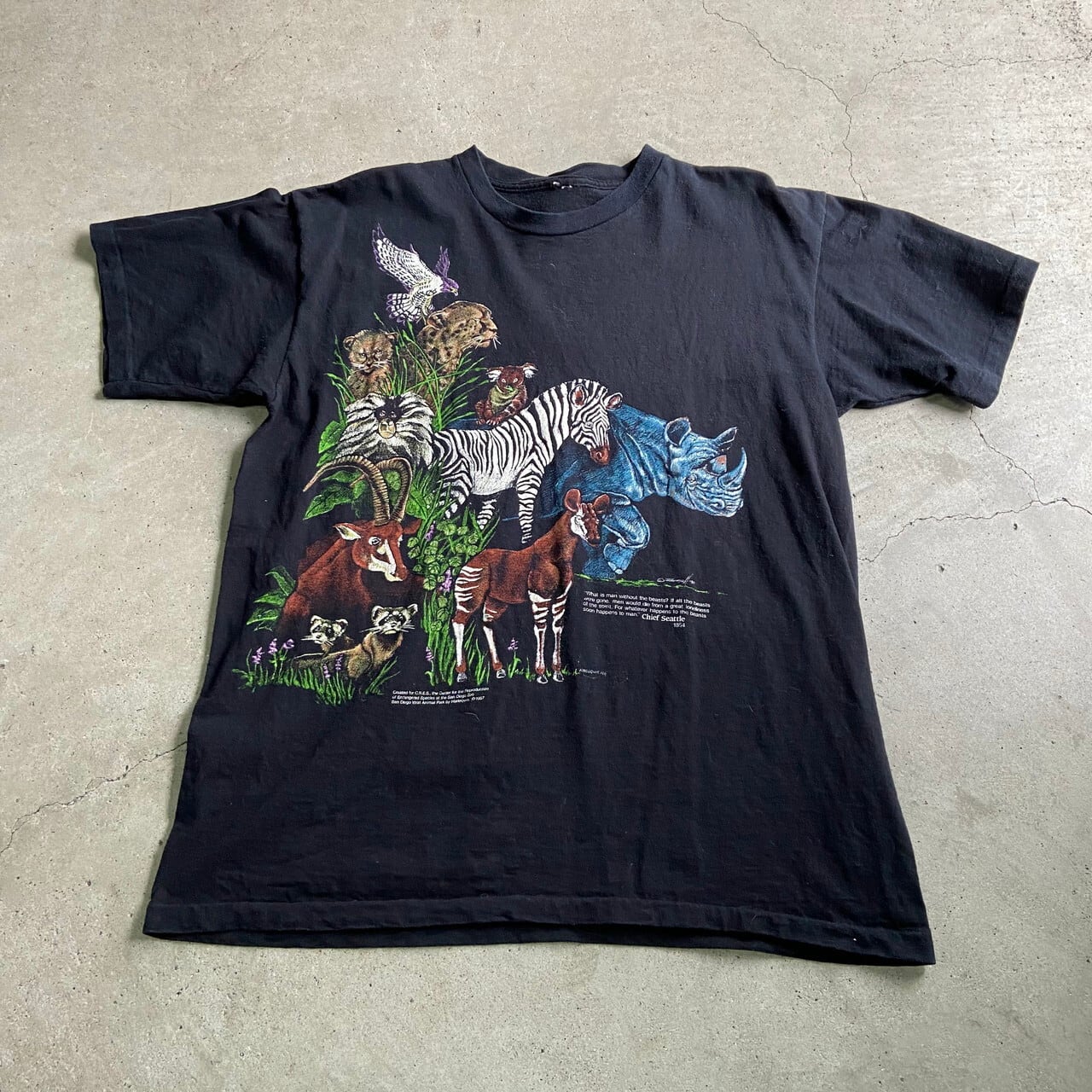 80年代 Lexington パンダ柄 アニマルプリントTシャツ USA製 メンズS ヴィンテージ /eaa260459