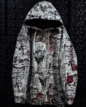 【ÆIEM】ECKO UNLTD. all over monochrome comic graphic full zip hoodie