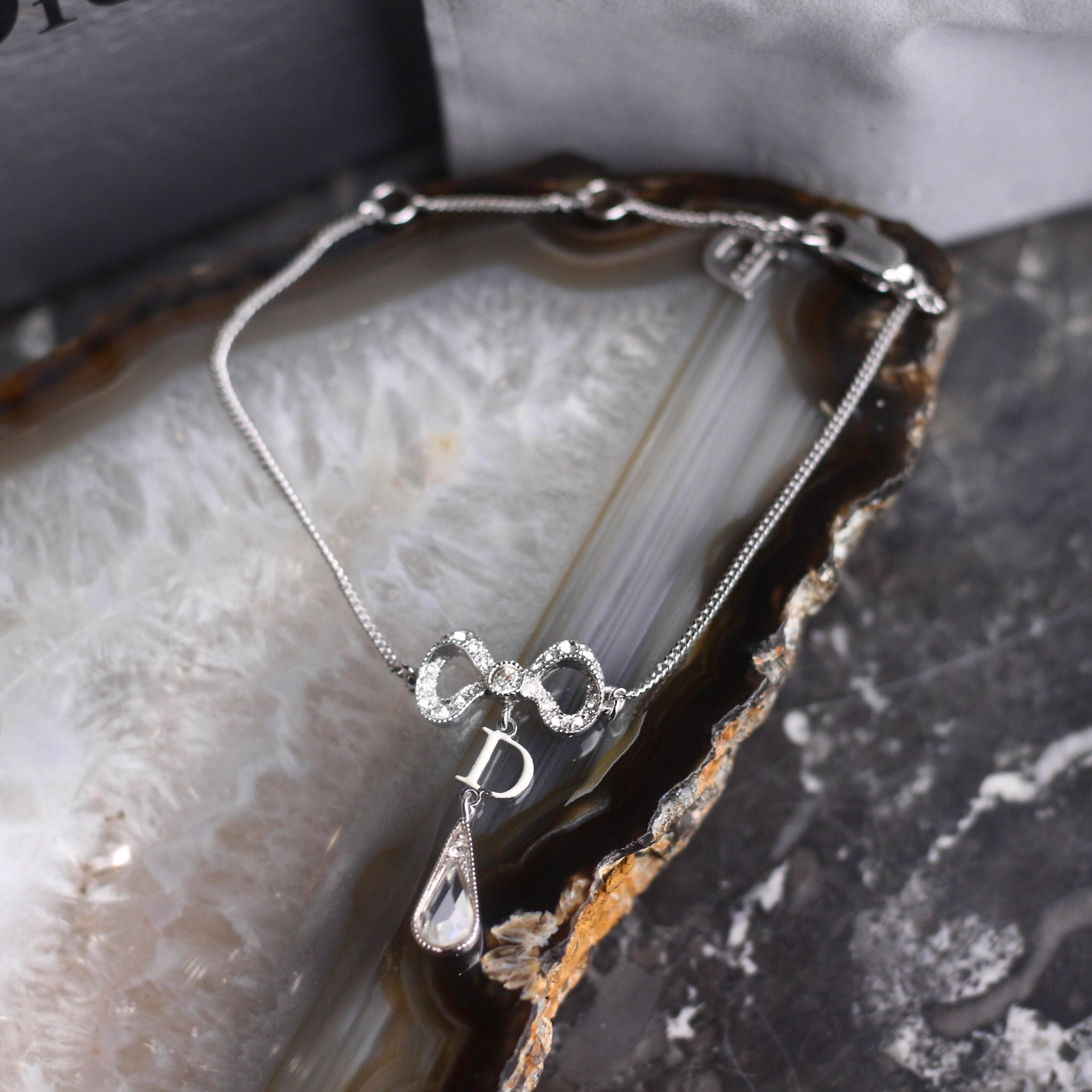 Christian Dior LOGO TEAR DROP RIBBON DESIGN CHAIN BRACELET