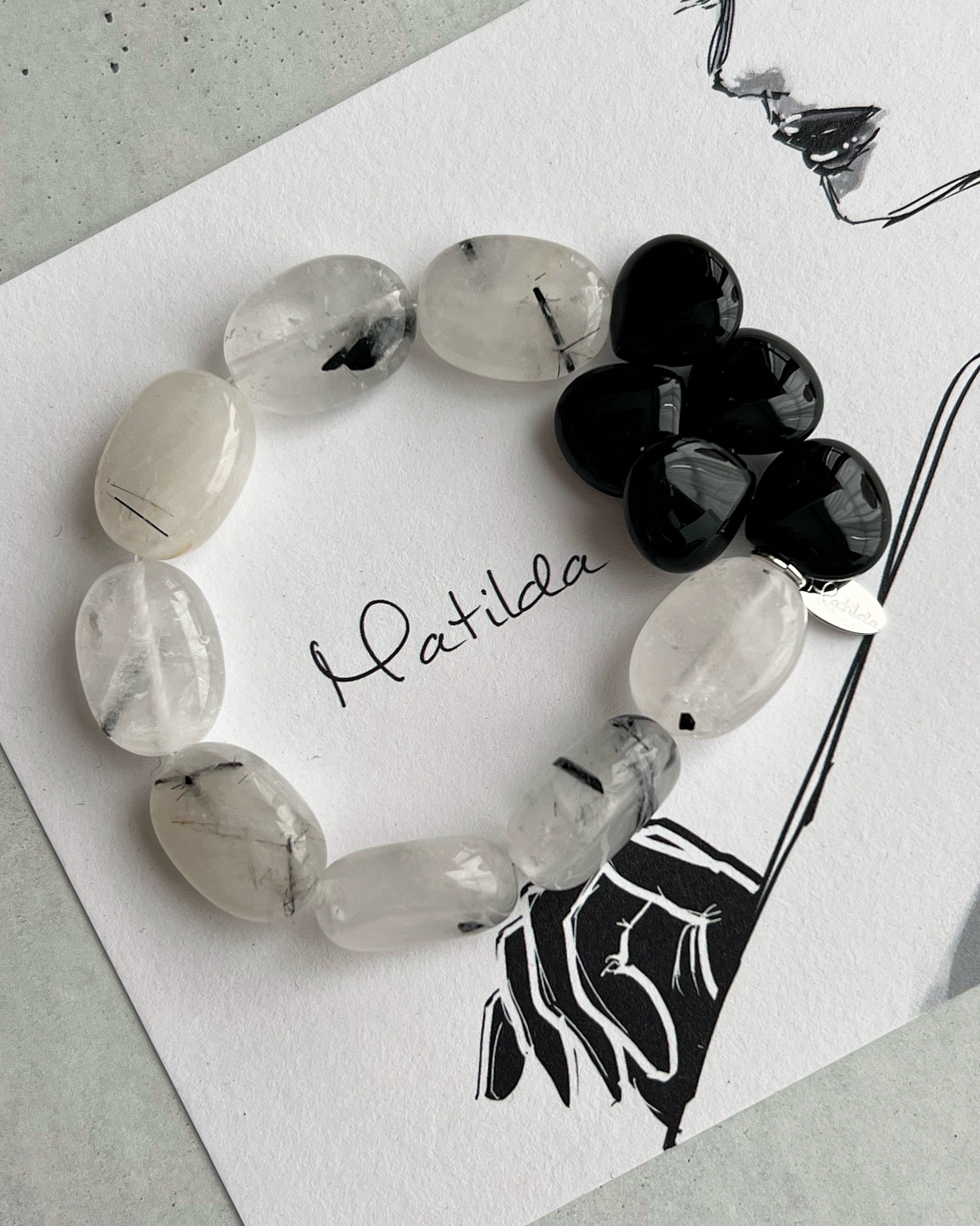 【再販】bicolor bracelet(ブラックルチルクォーツ×オニキス)