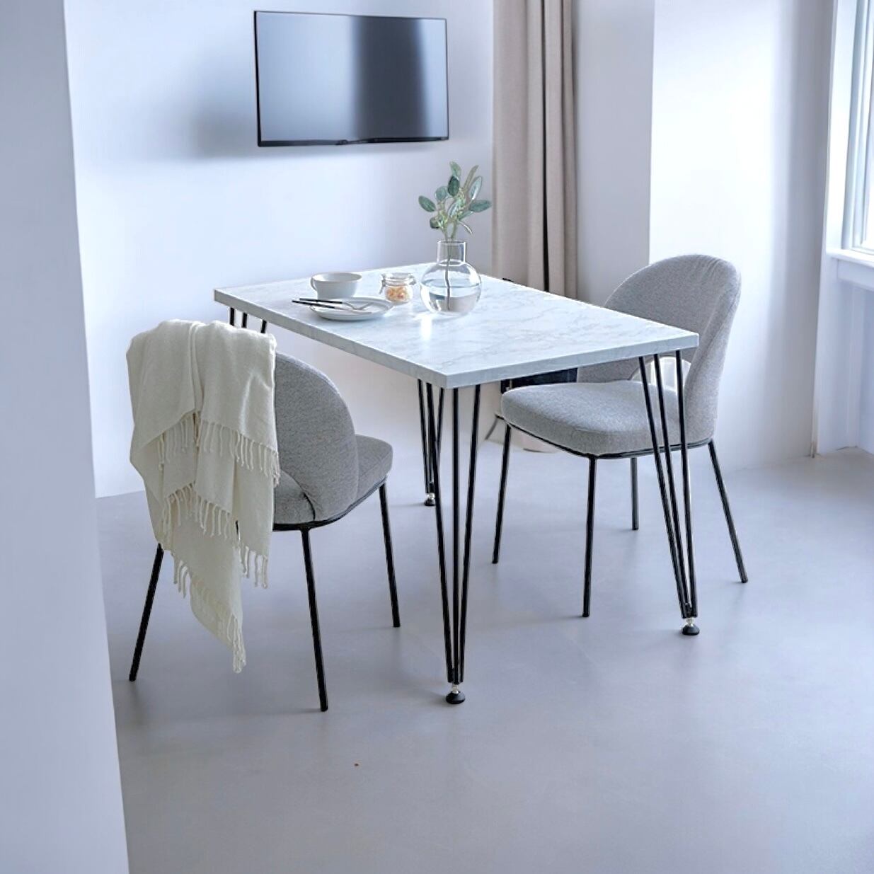 大理石柄ダイニングテーブル／幅110cm】二人暮らし マーブル